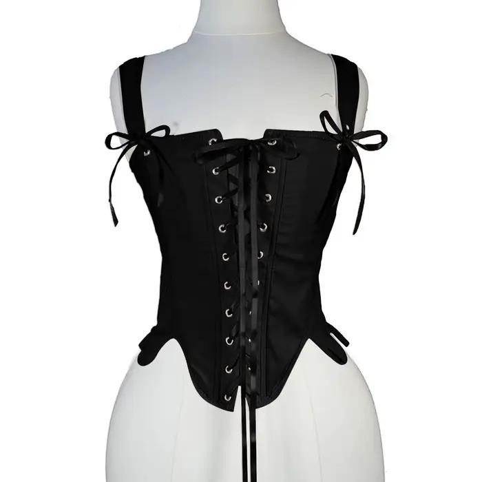 Corset Renaissance Médiévale pour Femme, Bustier Vintage, Crop, Corset à Lacets, Camisole Noire et B