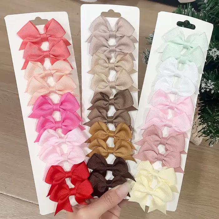 Pinces à cheveux avec nœud papillon en ruban solide pour bébés filles, nœuds faits à la main, épingl