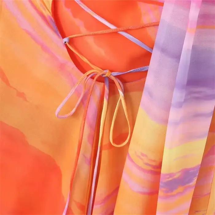 KEYANKETIAN nouveau lancement vacances vent femmes rayé cravate-teinture streamer décoration asymétr