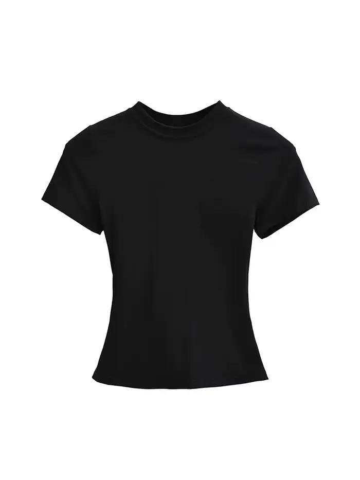 T-shirt manches courtes pour femmes, décontracté, de haute qualité, Sexy, Slim, tendance, couleur un