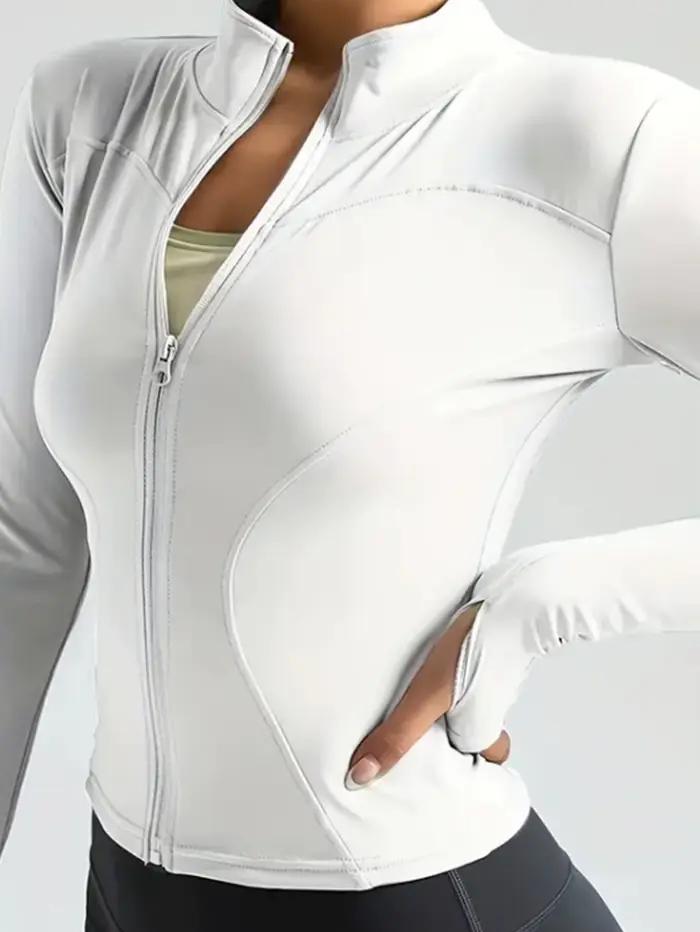 Vêtements de yoga pour femmes, manteau de sport d'automne et d'hiver, col montant, haut à manches lo