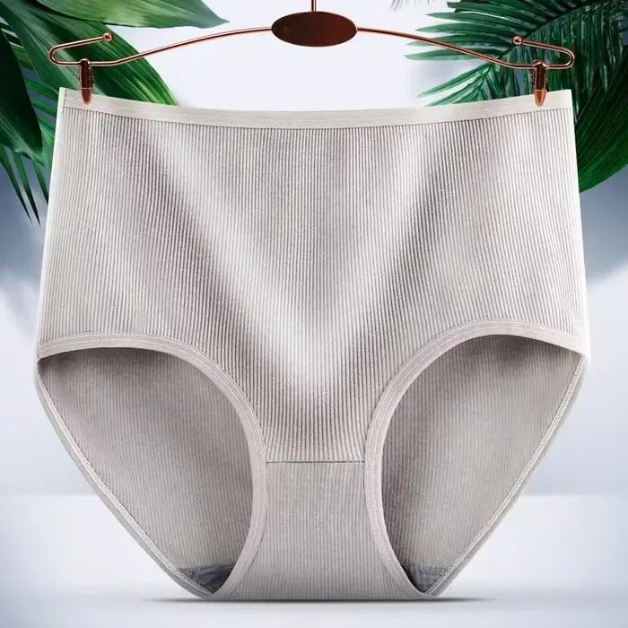 Culotte en coton taille haute pour femme, slip de levage des hanches, sous-vêtements de couleur unie