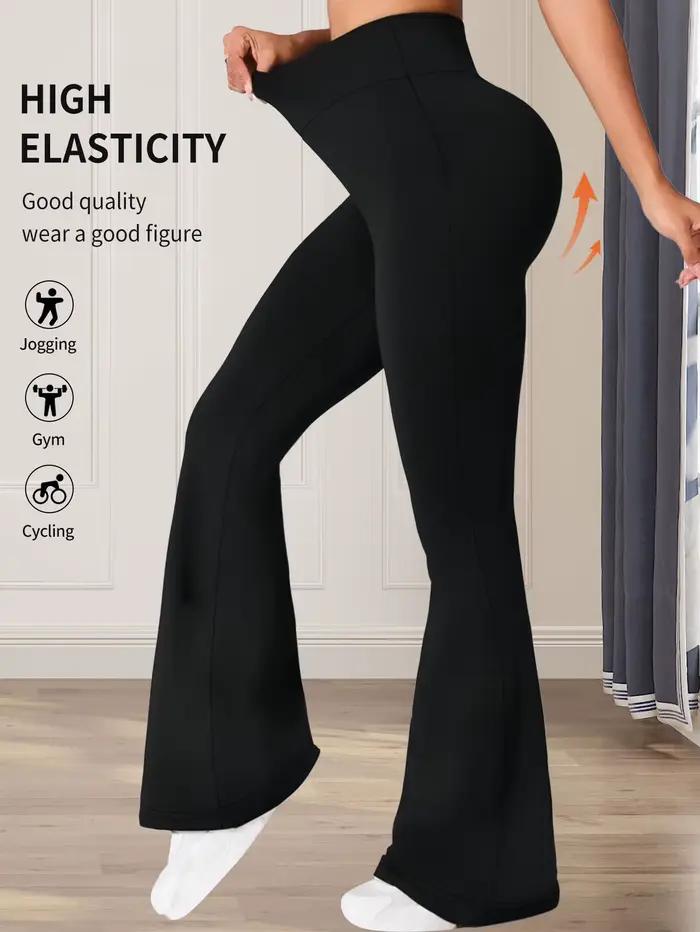 Pantalon évasé moulant taille haute pour femmes, pantalon noir long à jambes fines, pantalon fin à j
