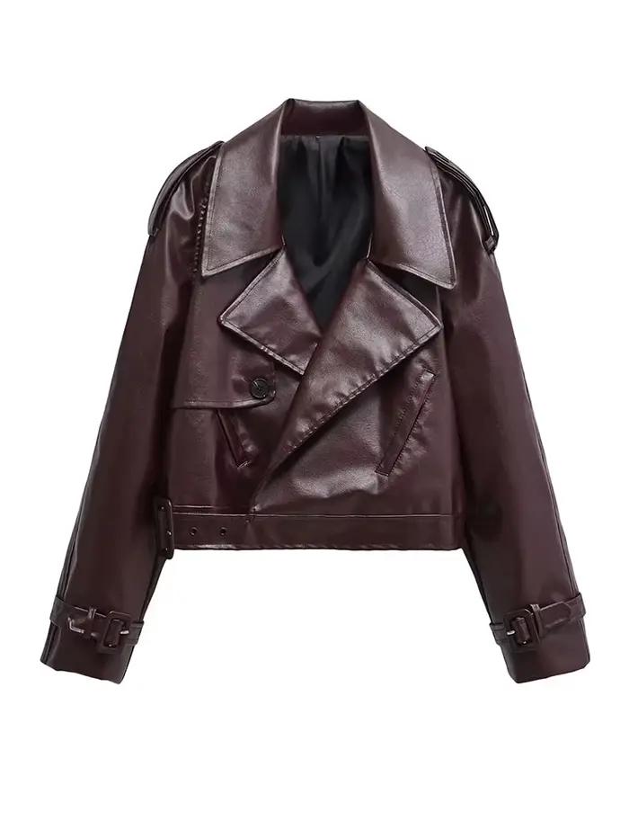 BBWM Faux cuir Bomber vestes pour femme veste mode recadrée femme Streetwear vêtements d'extérieur à