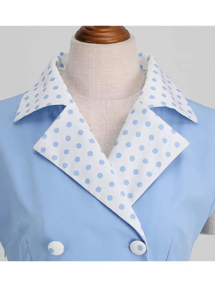 Col cranté Vintage solide robes de soirée femmes été sans manches ceinturé Midi balançoire robe d'ét
