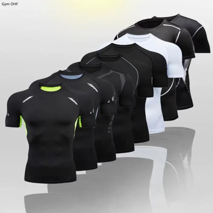 musculation sport homme tee shirt homme  T-shirt Rashguard à manches courtes pour homme, vêtement de