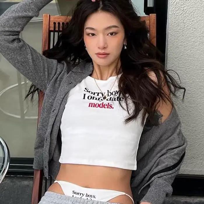 T-shirt imprimé lettre esthétique gothique pour femmes, Streetwear vintage, Précieux, Grunge, Y2k, C