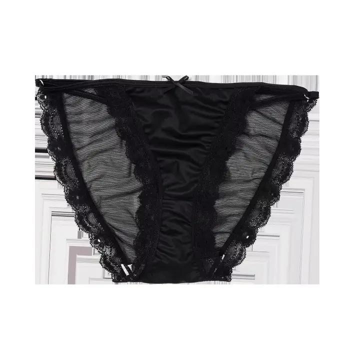 Culotte Ultra-mince français Vintage Satin maille dentelle culotte blanche femme dentelle maille sli