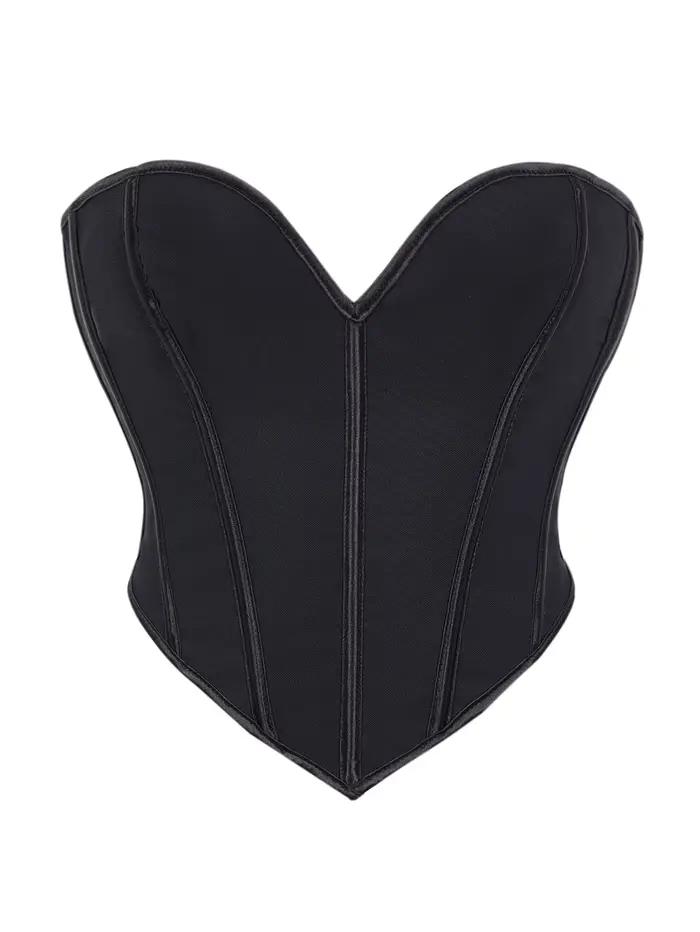 Corset mat sans bretelles, haut cintré vintage pour femme avec décolleté cœur