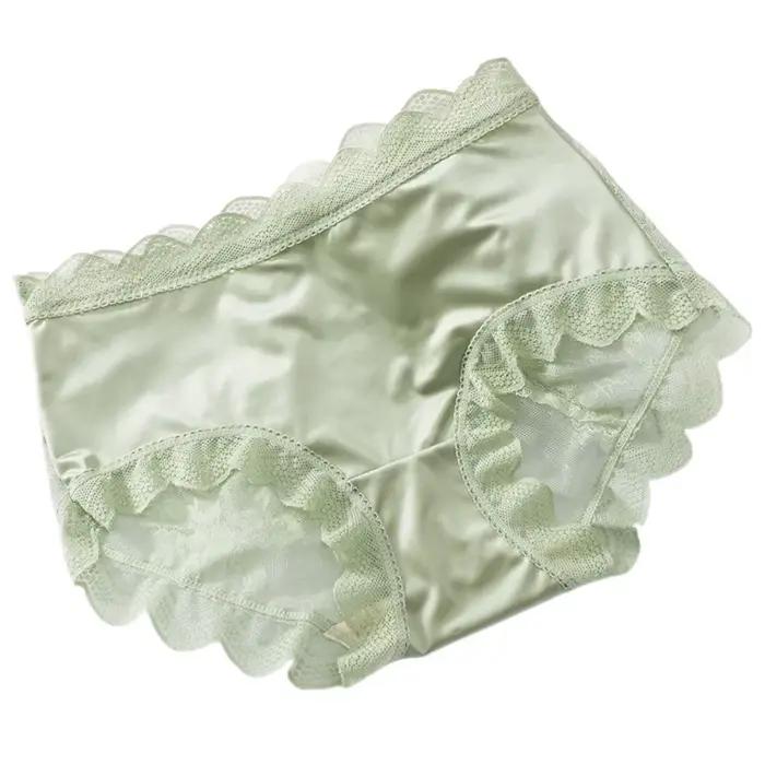 Lingerie féminine, culottes en dentelle florale, culottes en dentelle à volants, culottes en soie gl