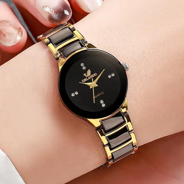 Montre à quartz en acier inoxydable pour hommes et femmes, montres-bracelets d'affaires, mode couple