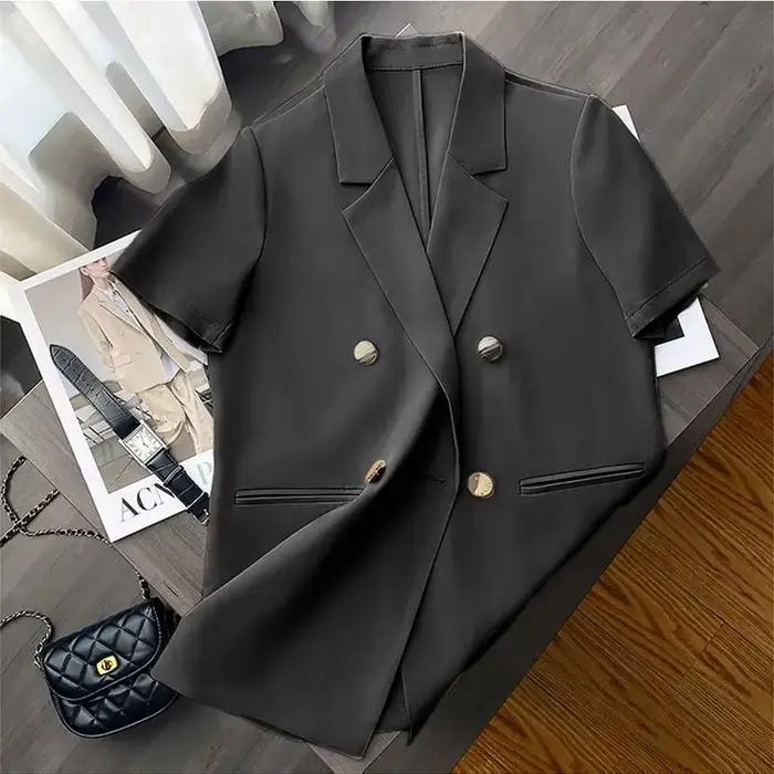 Veste d'été doublée dos nu pour femme, manteau blanc imbibé, manches courtes, mode coréenne, haute q