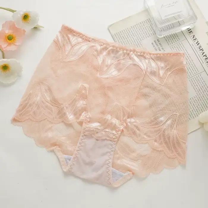L-2XL taille haute dentelle culottes pour femmes Sexy creux slips Transparent grande taille sous-vêt
