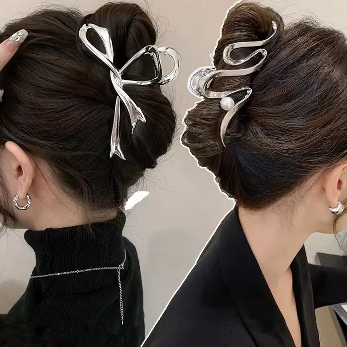 Pince à cheveux creuse vintage pour femmes et filles, barcordons, crabe coréen, grandes griffes, pin