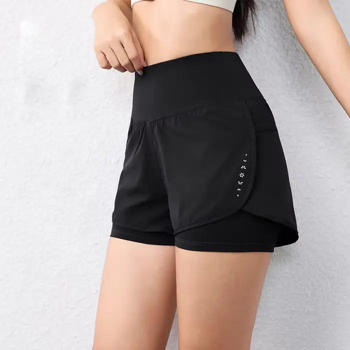Short de course à séchage rapide pour femmes, couche de sport, taille élastique, short de sport acti
