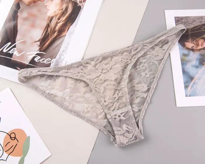 Sous-vêtements Sexy en dentelle pour femmes, culotte transparente et confortable, taille basse, sans
