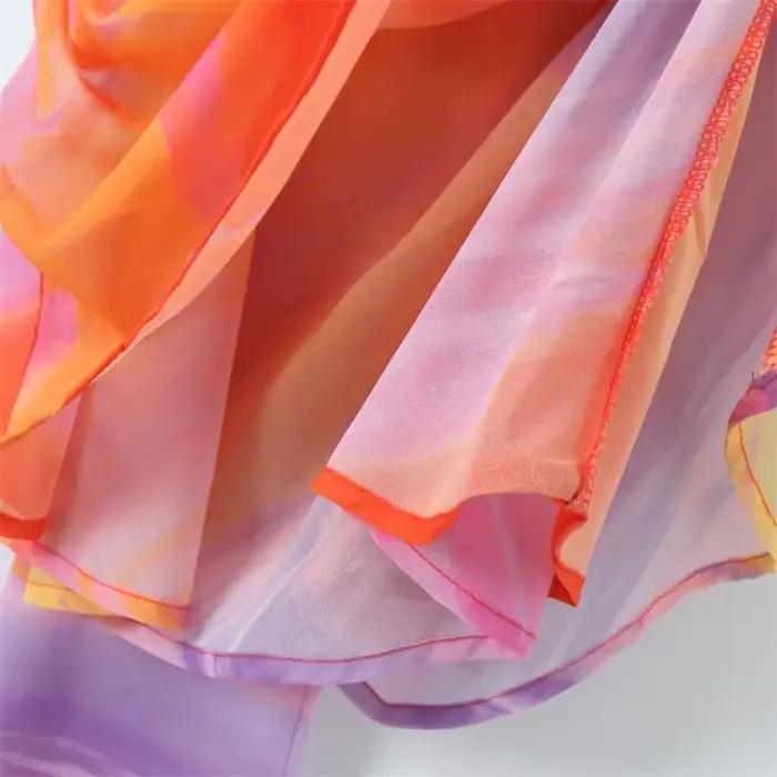 KEYANKETIAN nouveau lancement vacances vent femmes rayé cravate-teinture streamer décoration asymétr