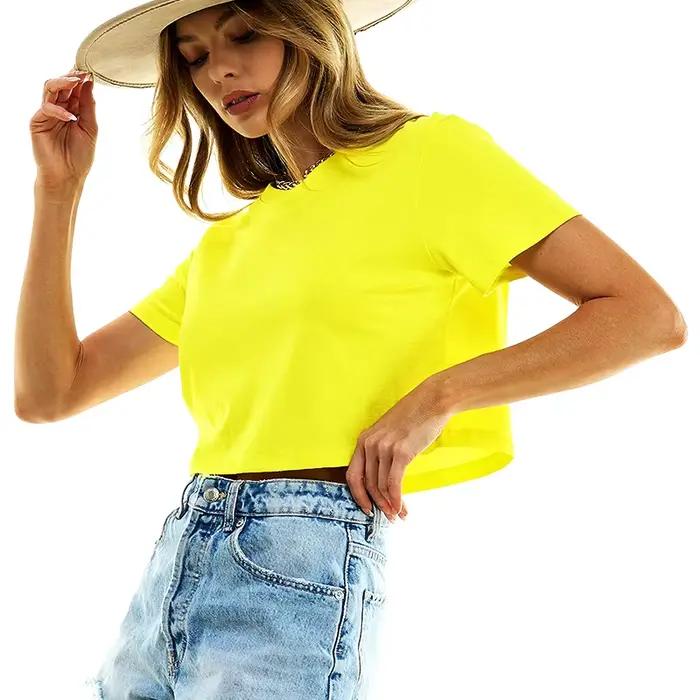T-shirt court à col rond pour femme, streetwear d'été, décontracté, blanc, Y2K, Harajuku
