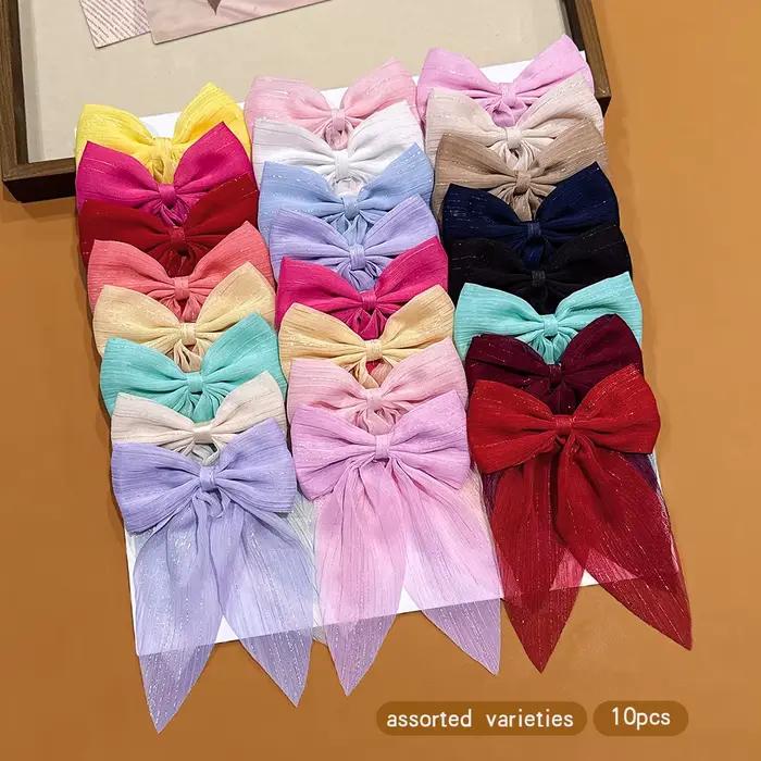 10 couleurs de pinces à cheveux à nœud aléatoires adaptées à un usage quotidien comme accessoires po