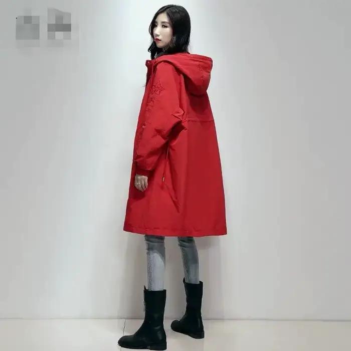Coupe-vent brodé Long pour femmes, manteau Chic, ample, taille collectée, mode Hong Kong, nouvelle c
