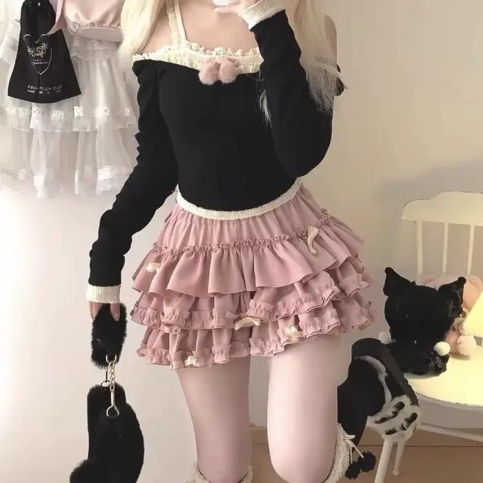 Nouvelle collection été 2026 : Mini-jupe tutu polyvalente pour femme, bleue, avec nœud et dentelle, 