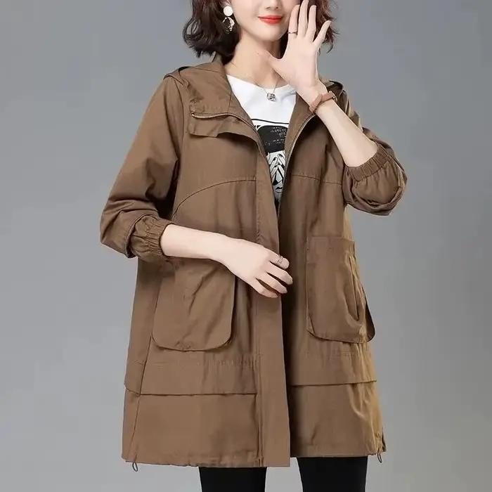 Manteau à capuche semi-long pour femme, coupe-vent féminin, manteau à manches longues, nouveau, été,