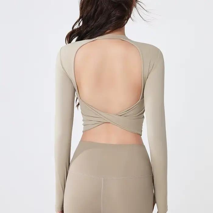 Chemise de Yoga pour femmes, haut de sport dos nu, Sexy, à la mode, vêtements d'entraînement, course