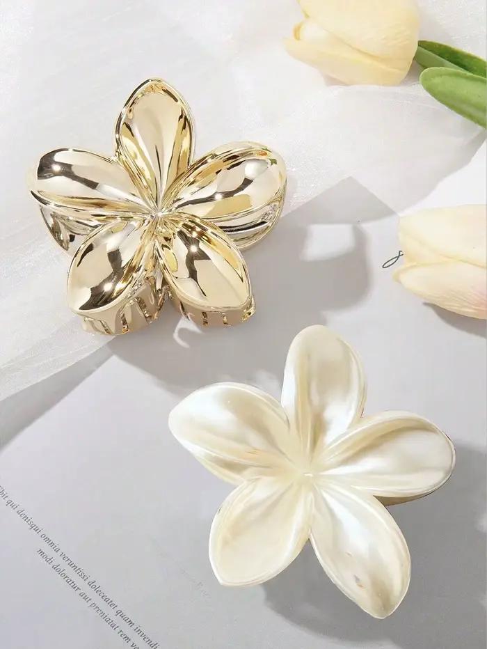Griffes de cheveux simples et brillantes pour femmes et filles, fleur d'œuf, accessoires de fête, mo