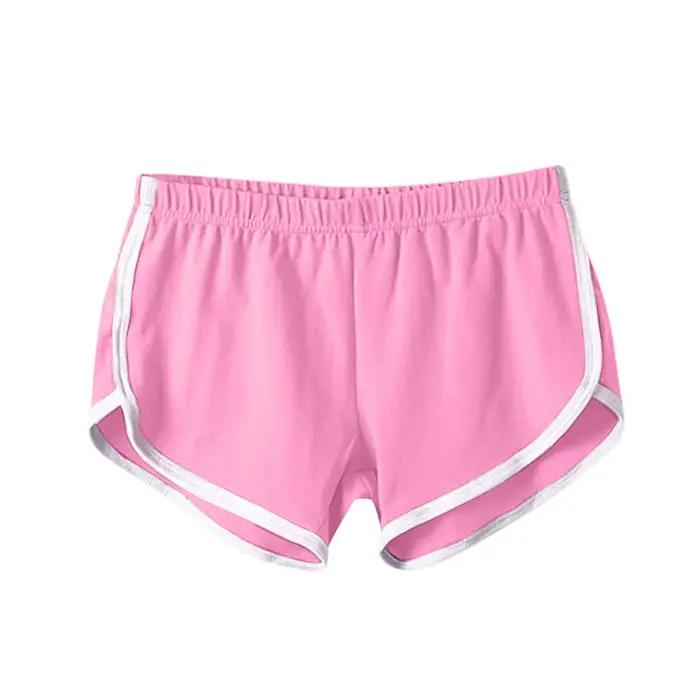 Short de sport pour femmes, couleur bonbon, Anti-vide, slim, décontracté, taille élastique, pantalon