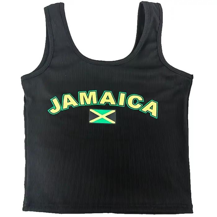 JAMAICA-Camisole noire à glaçure pour femmes, haut court, t-shirt décontracté, col en fibre, sexy, é