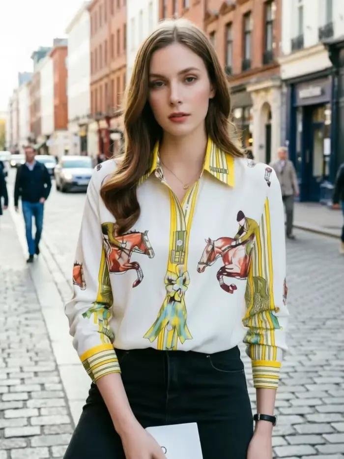 Chemisiers à manches longues pour femmes, chemises imprimées élégantes pour dames, mode printemps, n
