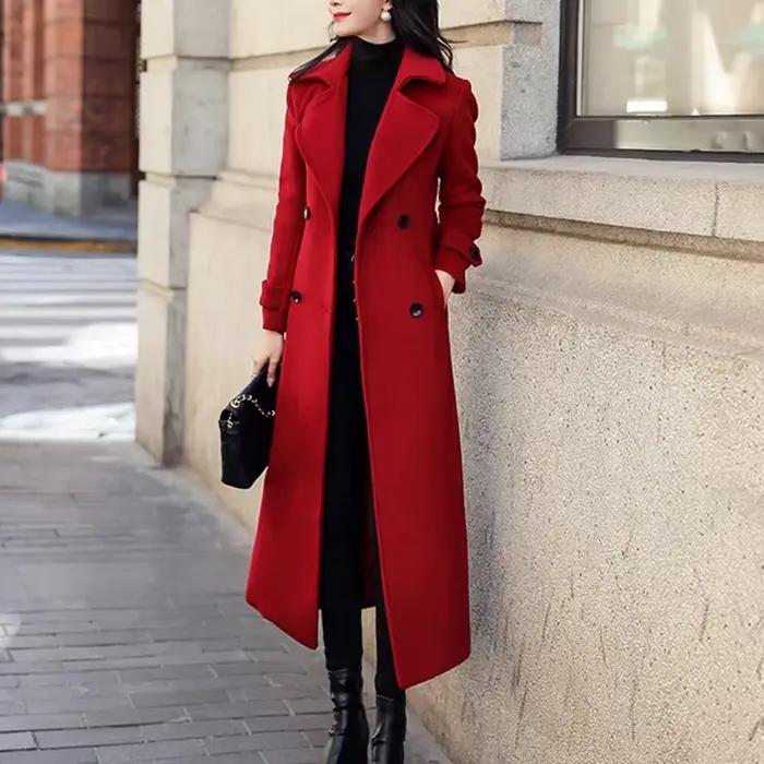 Manteau femme hiver mode coréenne Long enduit épaissi laine manteau d'hiver pour femmes manteau noir