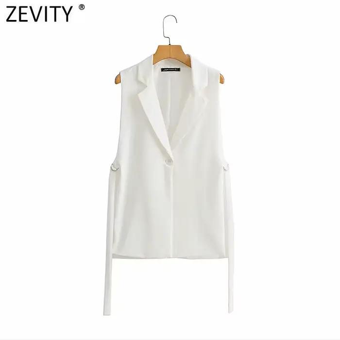 Zevity-Gilet fendu sur le côté pour femme, Vêtements d'extérieur chics, Mode féminine, Solide, Un bo