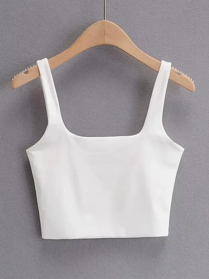 Débardeur Sexy sans manche pour femmes, haut court à col carré, à la mode, 6 couleurs, été 2022