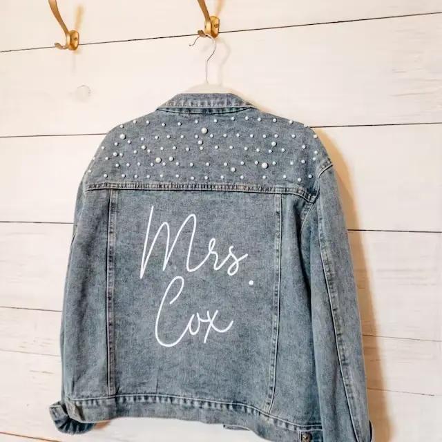 Veste en jean personnalisée avec Mme Pearl, veste en jean pour la mariée, cadeau pour les patients e