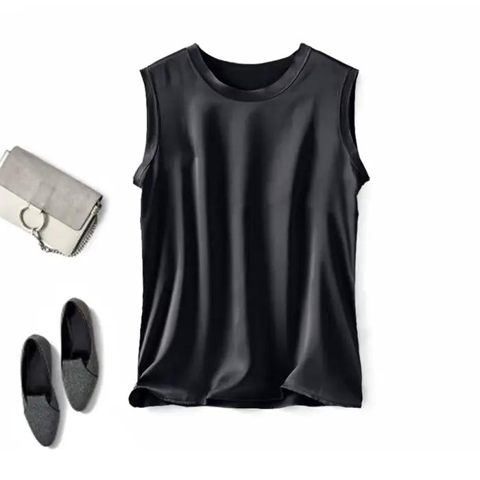 Été blusas élégantes chemise coréenne femmes mode Satin réservoir été bureau dame glace soie hauts