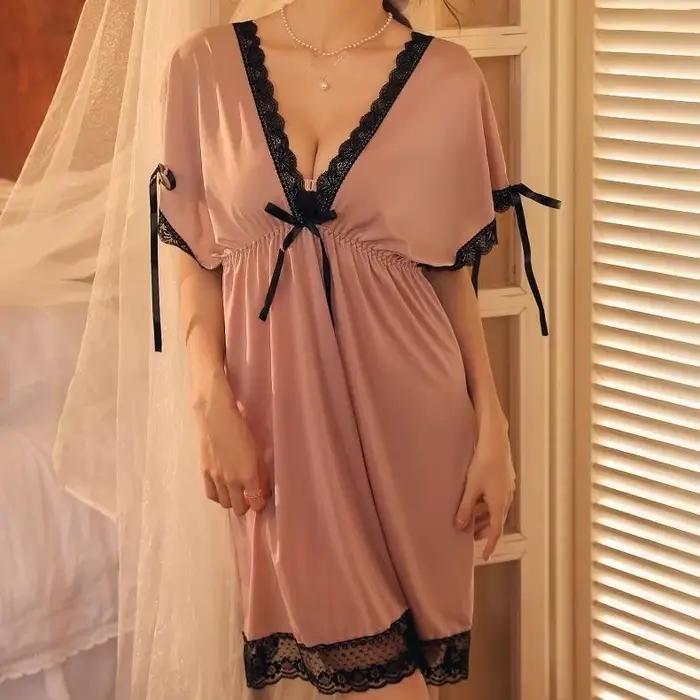 Chemise de nuit sexy pour femmes, robes courtes, pyjamas, vêtements de maison, vêtements de nuit mig