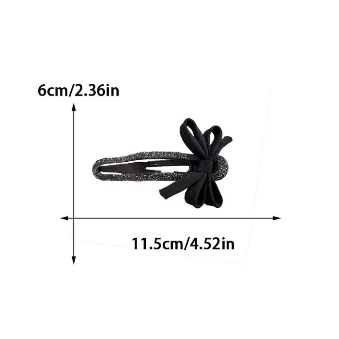Pince à bec de canard en strass, classique, nœud noir, épingle à cheveux pratique, polyvalente, mode