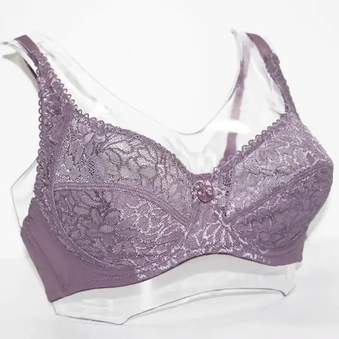 Soutiens-gorge en dentelle florale pour femmes, lingerie grande taille, broderie sexy, armatures, so