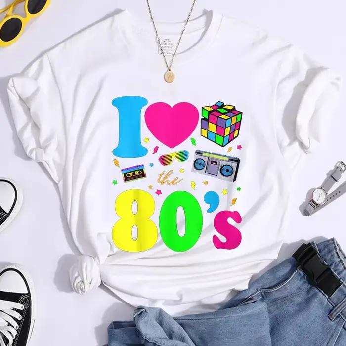 Nouvelle mode j'aime les années 80 T-Shirt femmes Vintage années 1980 T-Shirt drôle classique T-Shir