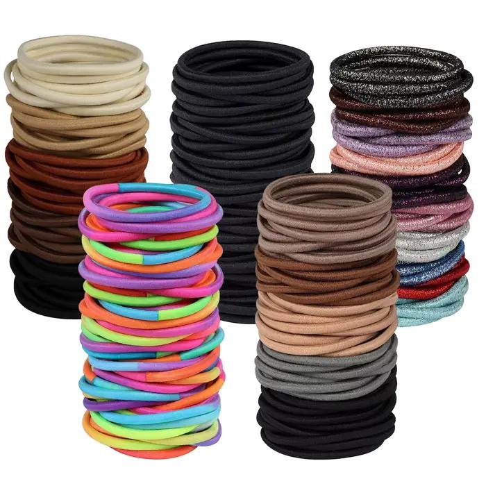 10/50pcs 4mm mélange couleur noir aucun dommage élastiques cheveux cravates bandes ligues queue de p