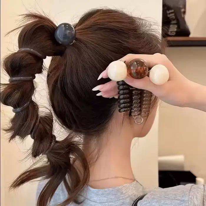 Vintage boule coeur droit élastique bandeau pour femmes filles Ponytial support cheveux cravate Scru