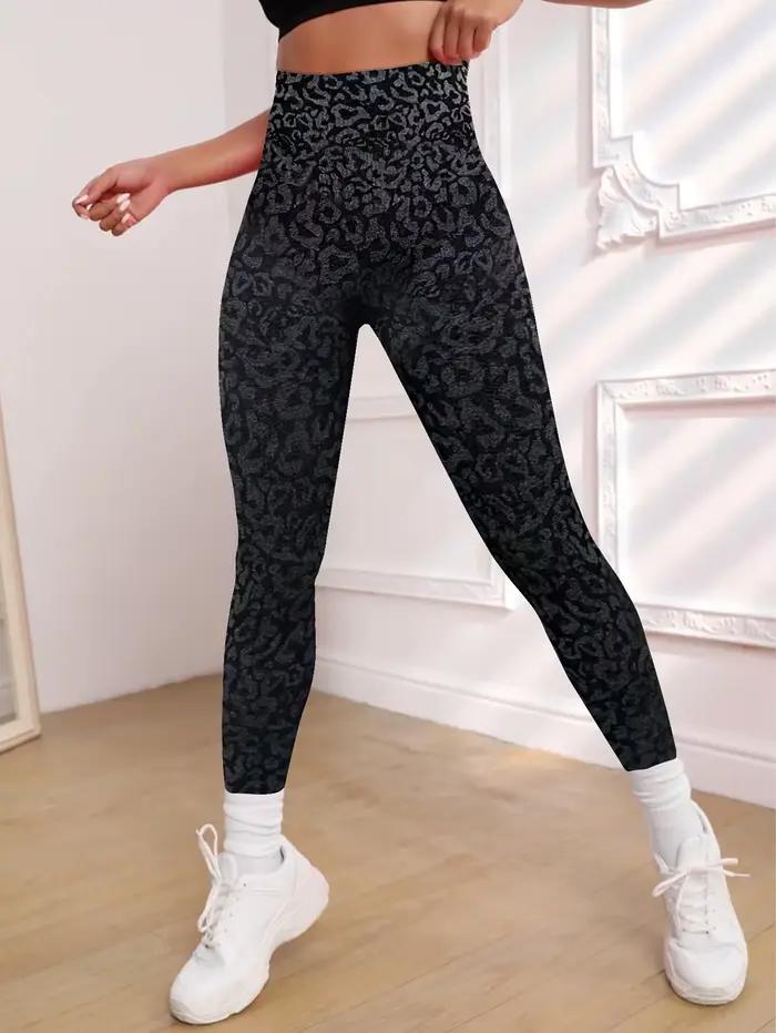 Pantalon de yoga hanche pêche imprimé léopard sans couture, pantalon de sport et de fitness taille h