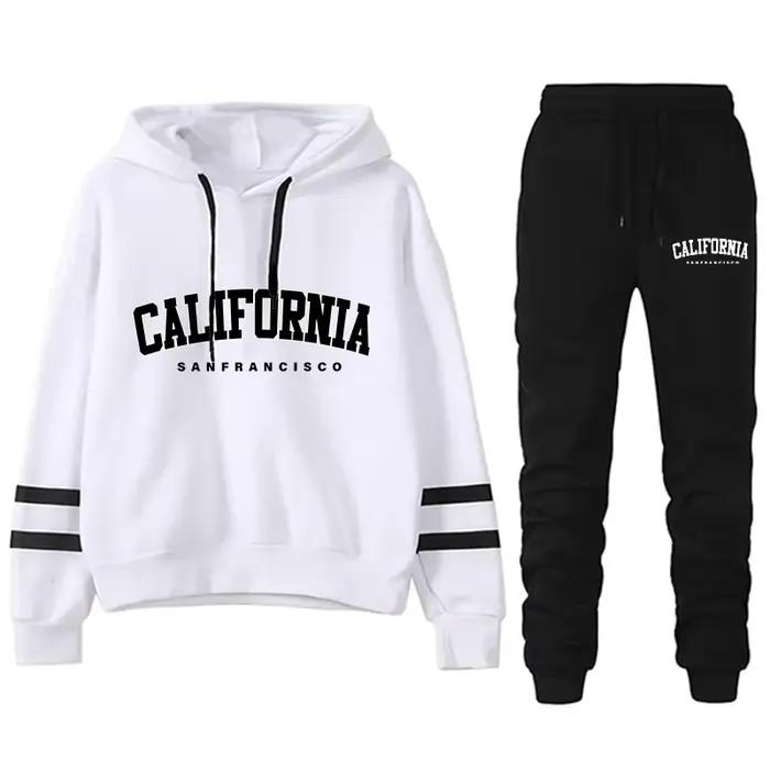 California Womens Survêtement Casual Stripe Polyvalent Sweat à capuche ou pantalon ou costume Simpli