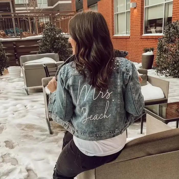 Veste en jean personnalisée avec Mme Pearl, veste en jean pour la mariée, cadeau pour les patients e