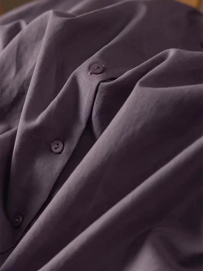SuyareplWoman-Chemises violettes unies, 100% coton, col rabattu, chemisiers décontractés, haut de pr