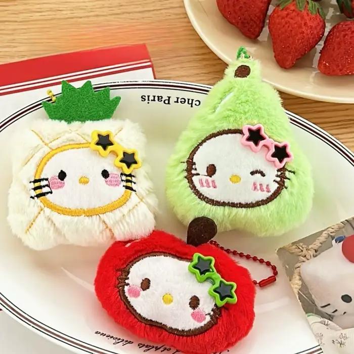 Pendentif chat fruit Sanrio Hello Kitty, porte-clés, pendentif sac à dos, 1/3 pièces