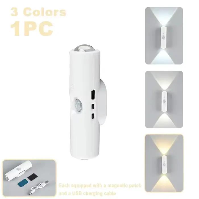 Lampe de nuit magnétique à détecteur de mouvement, lumière murale intelligente RGB à double tête, pr
