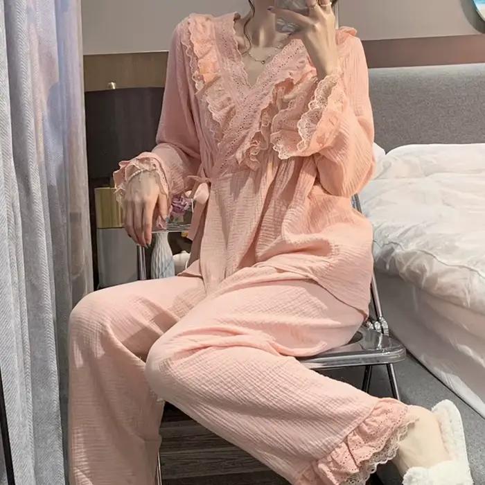 Pantalon de pyjama Princesse en dentelle pour femme, ensemble de vêtements de nuit et d'intérieur, p