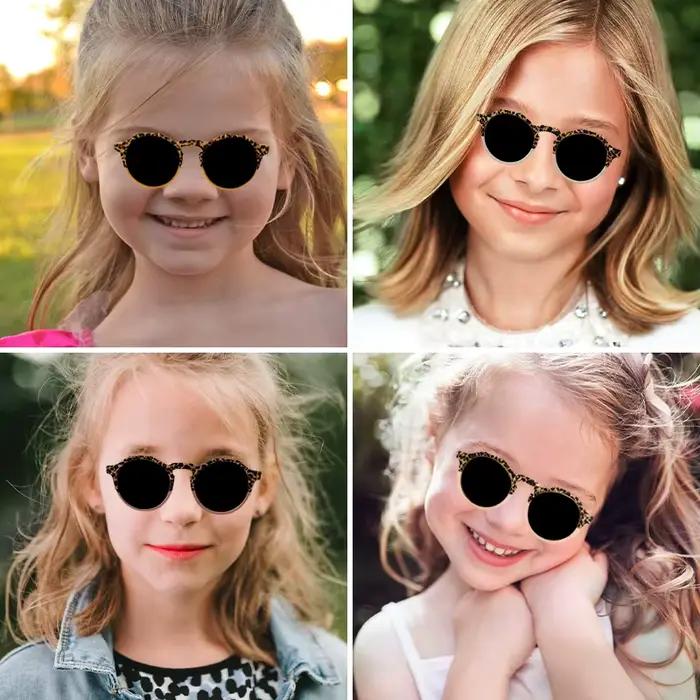Nouvelles lunettes de soleil pour enfants, garçons et filles, double motif léopard, rondes, pour l'e